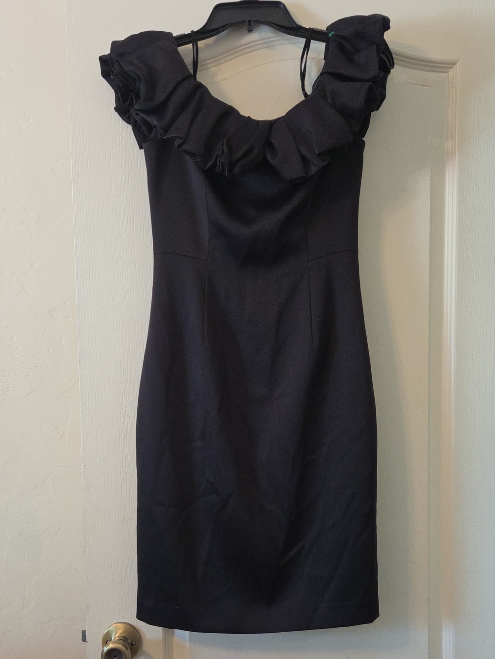ANTONIO MELANI Black Ruffle Shoulder  Dress